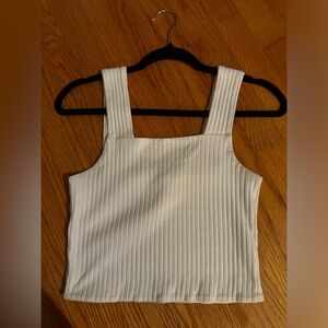 White Ribbed Women's Top